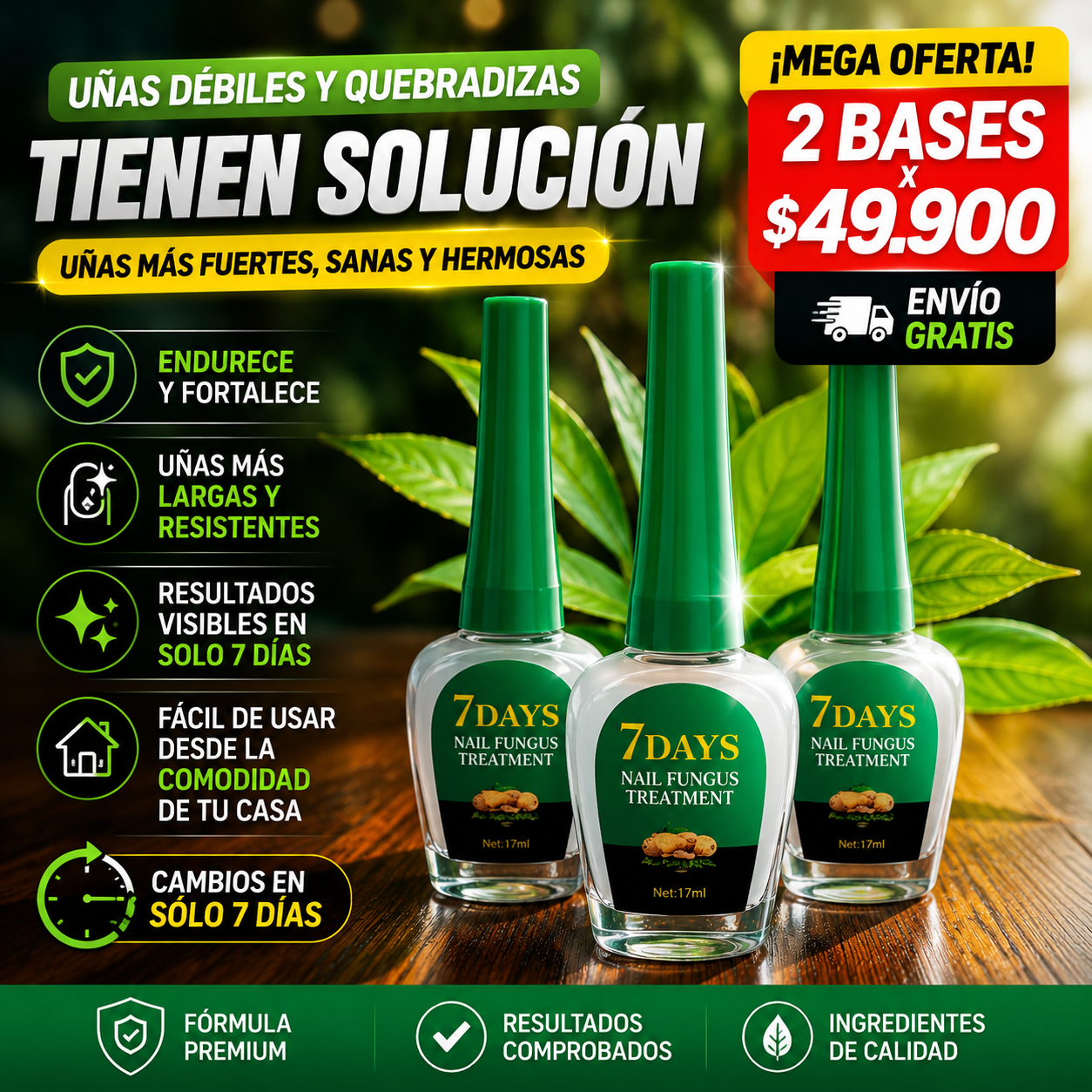 COMBO BASES ENDURECEDORA UÑAS DE TITANIO x 3