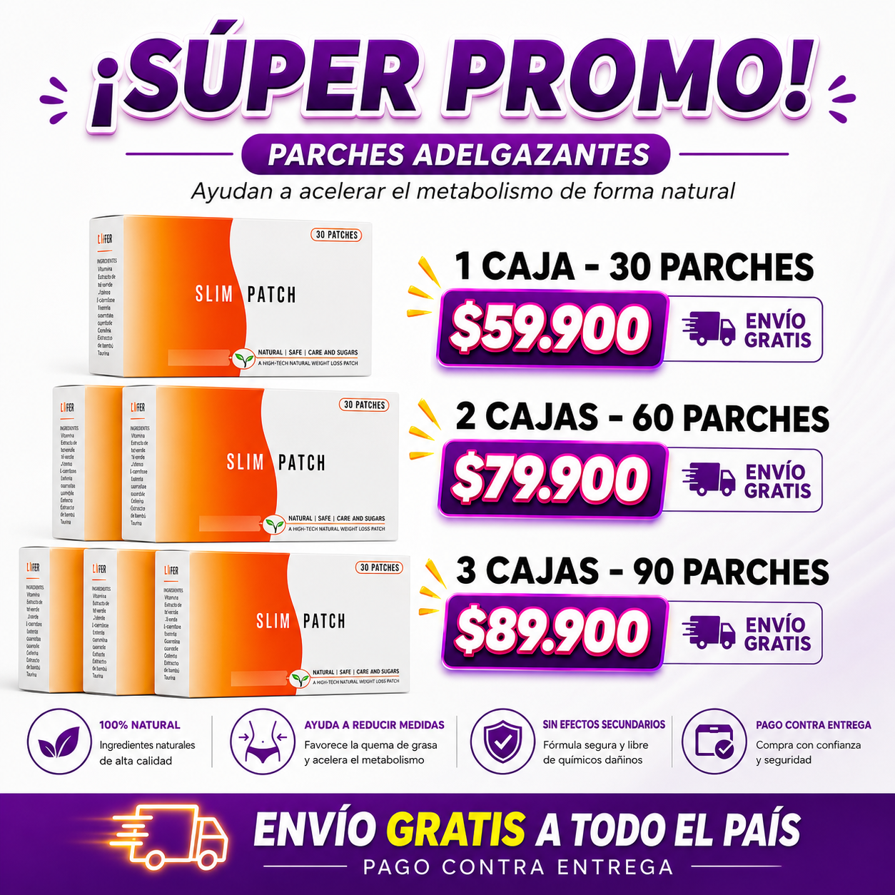 CAJAS PARCHES ADELGAZANTES SLIM PATCH CAJA x 30