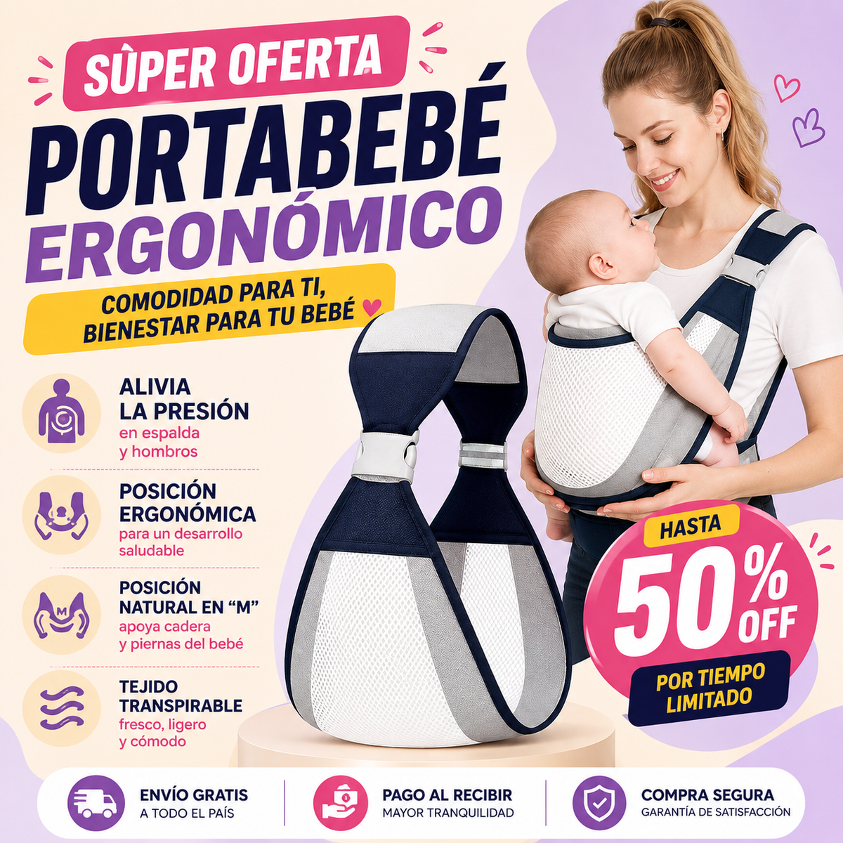 🌈PORTABEBE PREMIUM ERGONOMICO👼🏻
