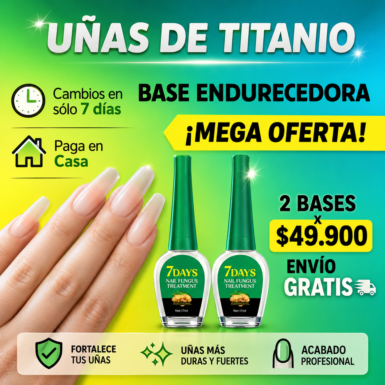 COMBO BASES ENDURECEDORA UÑAS DE TITANIO x 2
